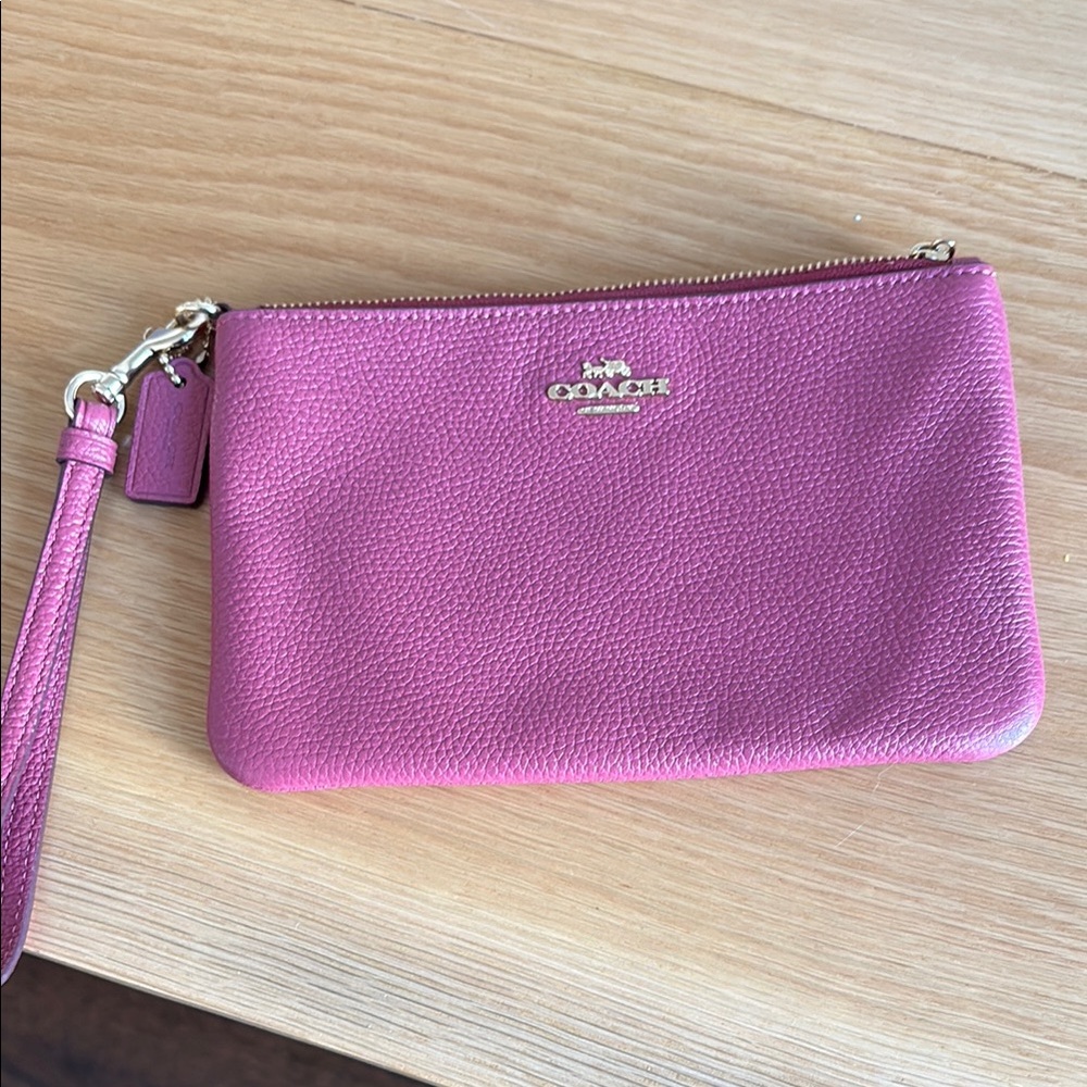 Coach Pink Leather Wristlet- EUC